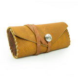Leather Eyeglass Case with Coconut Birch Strap