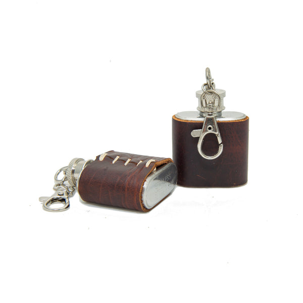 1 oz Mini Stainless Steel Leather Flask