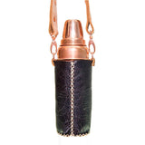 Leather Copper Bottle Holder with Coconut Birch Strap