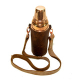 Leather Copper Bottle Holder with Coconut Birch Strap