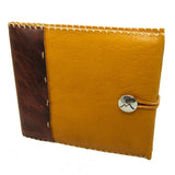 Honey Ginger Leather Guest Book with Nickel Concho
