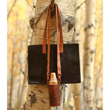Leather Copper Bottle Holder with Coconut Birch Strap