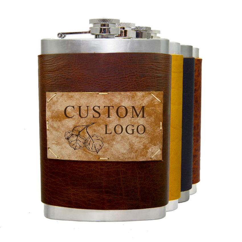 8 oz Premium Stainless Steel "Custom" Flasks (4 Pack)